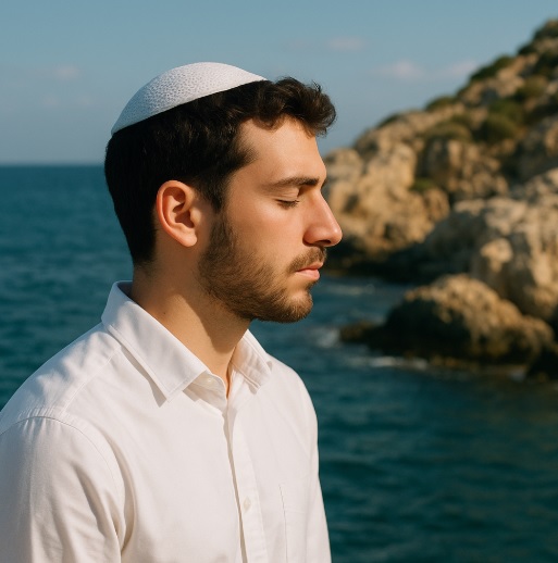 Giovane uomo vicino al mare
